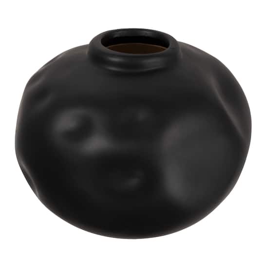 5.5&#x22; Matte Black Pinched Organic Shape Terracotta Vase